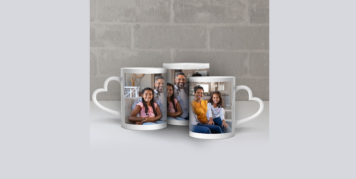 Personalised Heart Handle Printed Mugs Vistaprint